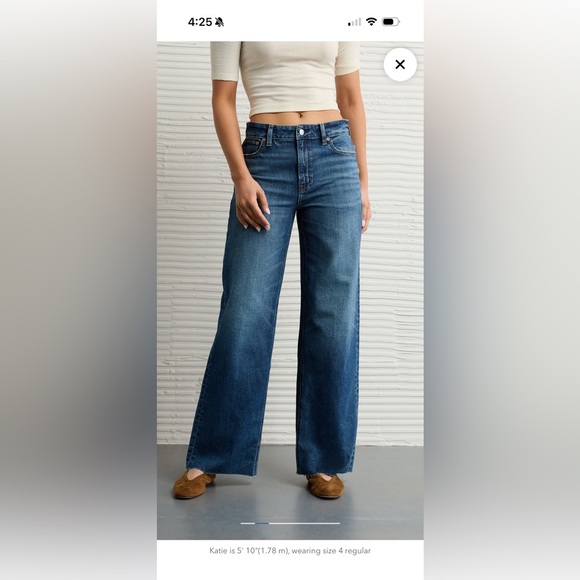 American Eagle Outfitters Denim - American Eagle Super High Waist Baggy Wide Leg Jean